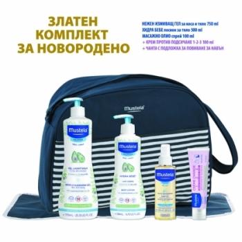 МУСТЕЛА Измиващ гел 750 мл. + хидратиращ лосион 500 мл. + олио 100 мл. + крем 1-2-3 100 мл. ПРОМО